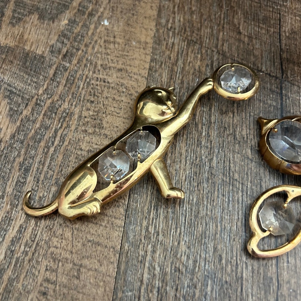 Mascot Crystal Delight 24k Gold Plated Eagle Cat 4 Vintage 1996 SunCatcher - Picture 2 of 7